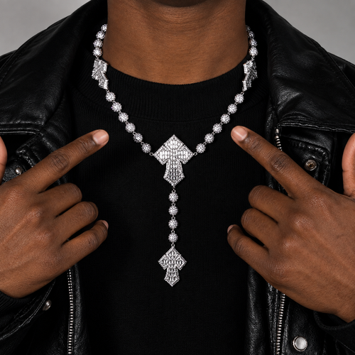 Icy Cross Baguette Chain