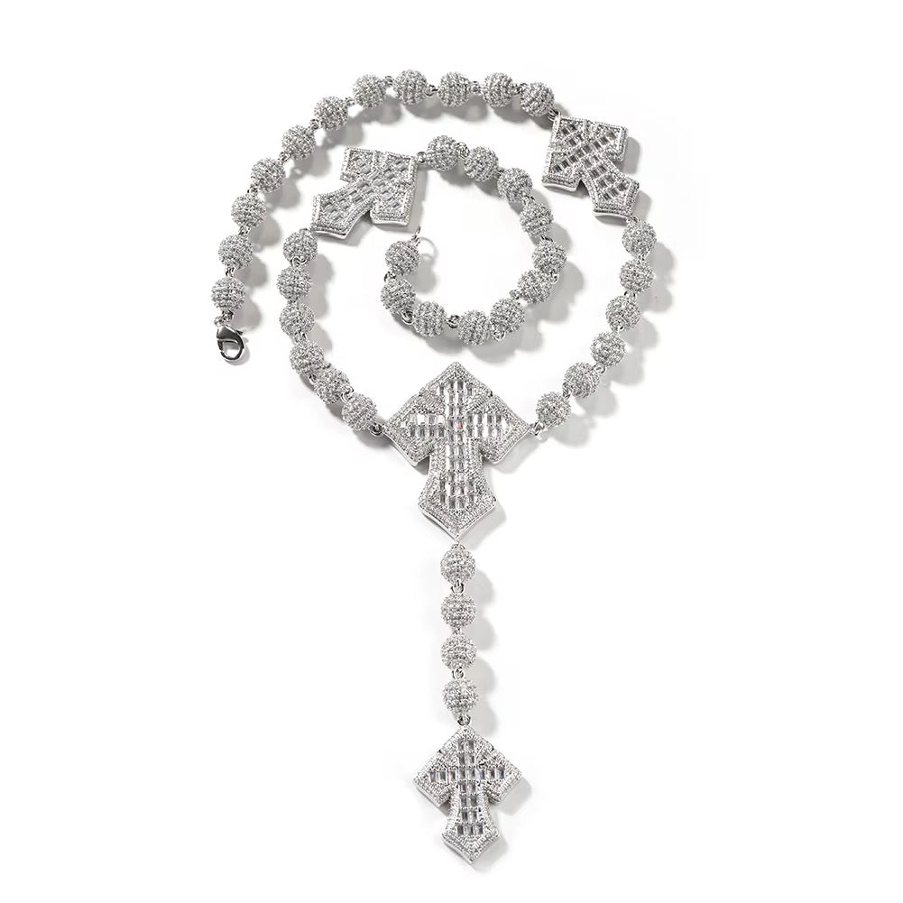 Icy Cross Baguette Chain